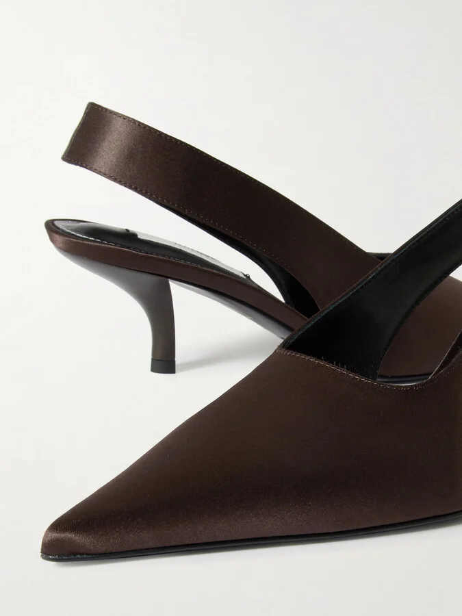 TOTEME - Satin Slingback Pumps - Brown - Image 4