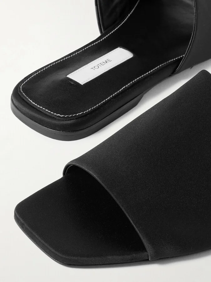 TOTEME - Satin-twill Slides - Black - Image 4