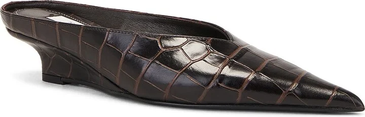 Toteme Sharp Croco Embossed Wedge Mule in Brown - Image 2