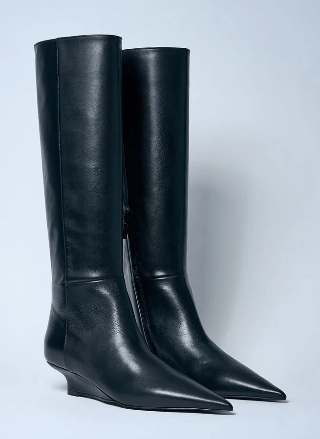 TOTEME Sharp Knee-high Leather Boots - Woman Boots Black Eu - 41 - Image 2