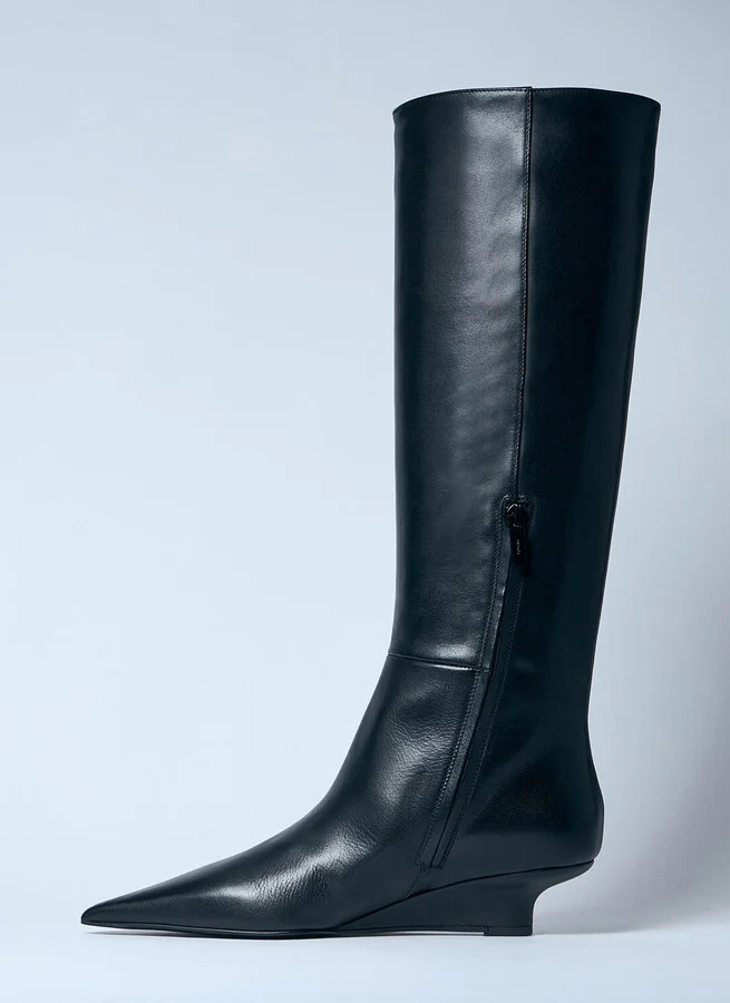 TOTEME Sharp Knee-high Leather Boots - Woman Boots Black Eu - 41 - Image 4