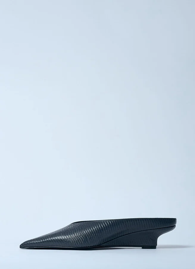 TOTEME Sharp Lizard-embossed Wedge Mules - Woman Mules Black Eu - 37 - Image 4
