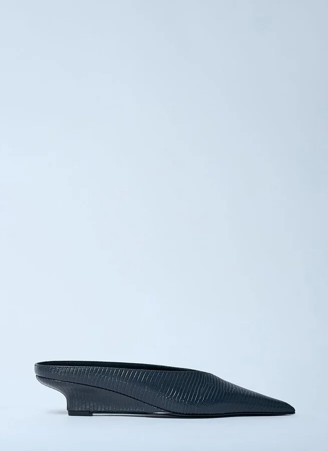TOTEME Sharp Lizard-embossed Wedge Mules - Woman Mules Black Eu - 37