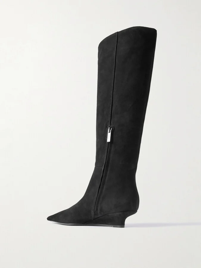 TOTEME - Sharp Suede Knee Boots - Black - Image 3