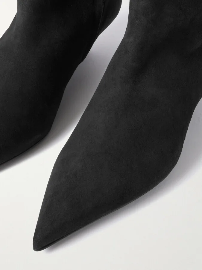 TOTEME - Sharp Suede Knee Boots - Black - Image 4