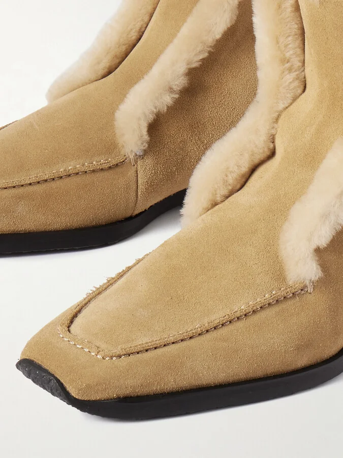 TOTEME - Shearling Ankle Boots - Brown - Image 4