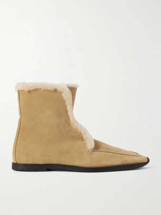 TOTEME - Shearling Ankle Boots - Brown