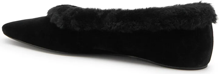 Toteme Shearling-trimmed Velvet Flats - Image 2