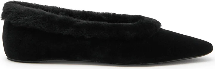 Toteme Shearling-trimmed Velvet Flats