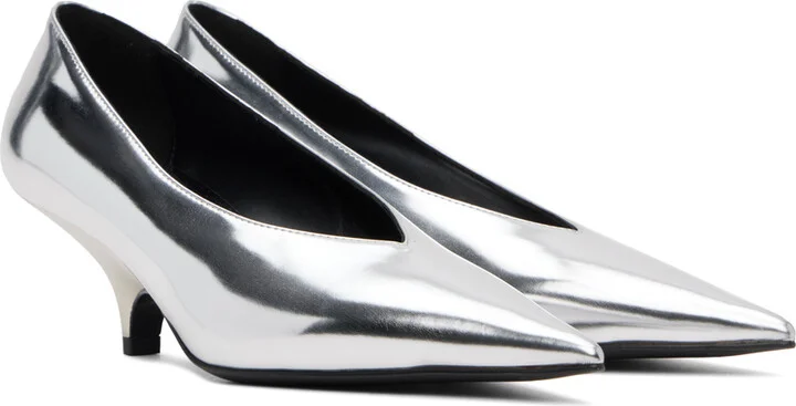 TOTEME Silver 'The Wedge' Heels - Image 4