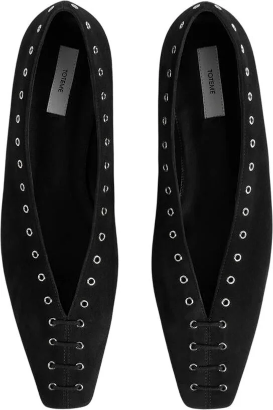 TOTEME Suede Ballet Shoes With Black Laces - Image 3