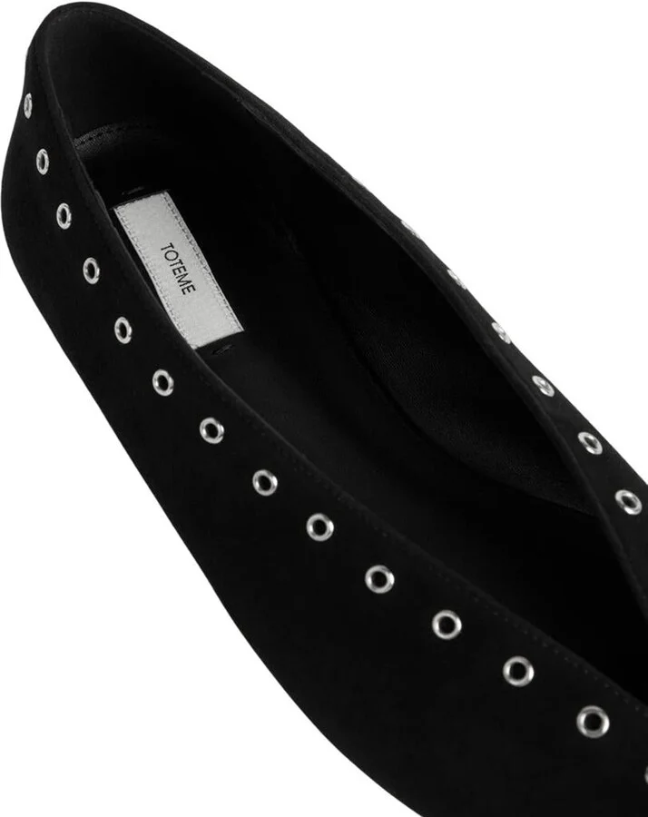 TOTEME Suede Ballet Shoes With Black Laces - Image 4