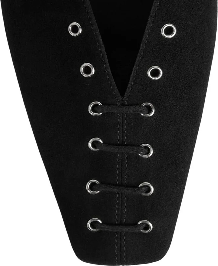 TOTEME Suede Ballet Shoes With Black Laces - Image 5