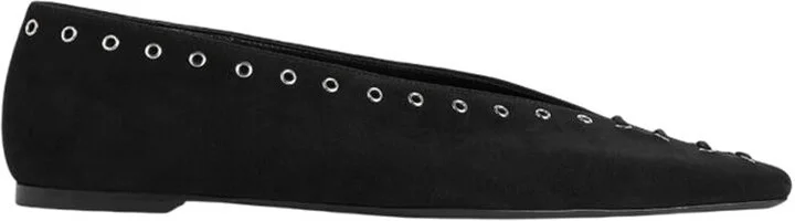 TOTEME Suede Ballet Shoes With Black Laces