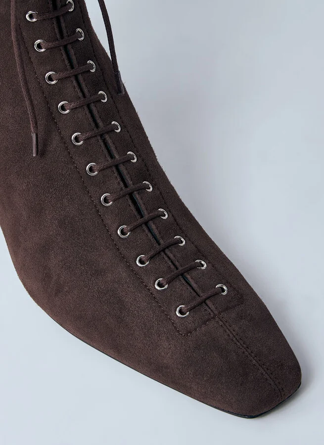 TOTEME Suede Lace-up Boots - Woman Boots Black Eu - 37 - Image 3