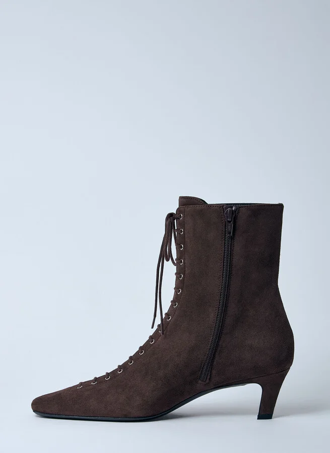 TOTEME Suede Lace-up Boots - Woman Boots Black Eu - 37 - Image 4