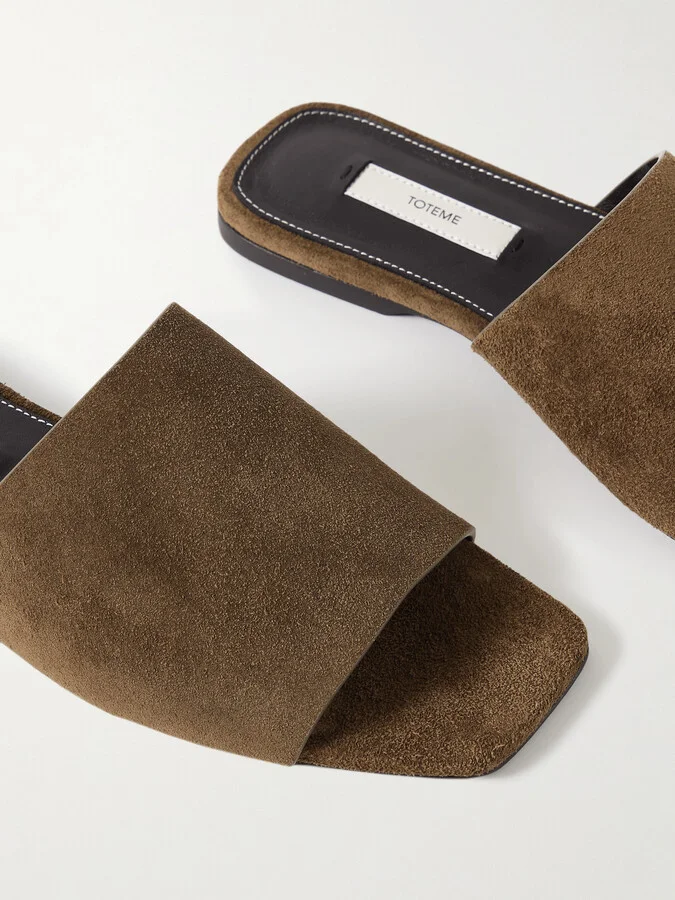 TOTEME - Suede Slides - Brown - Image 4