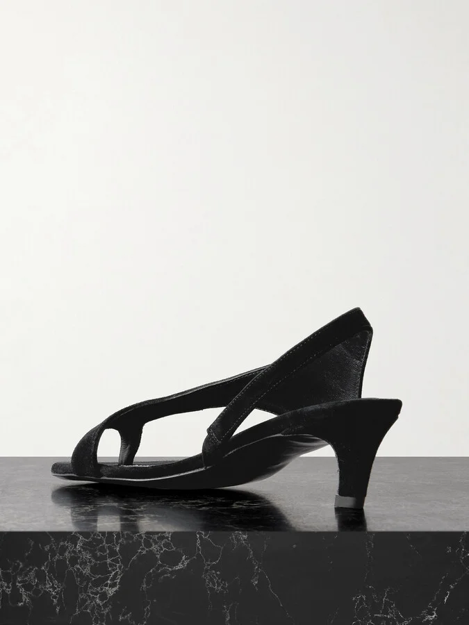 TOTEME - Suede Slingback Sandals - Black - Image 3