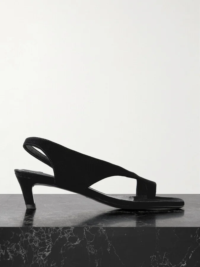 TOTEME - Suede Slingback Sandals - Black