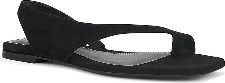 Toteme Suede Thong Sandal in Black - Image 2