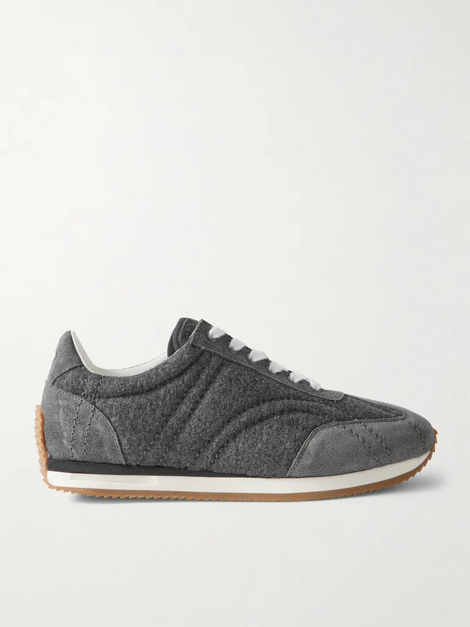 TOTEME - Suede-trimmed Wool-flannel Sneakers - Gray