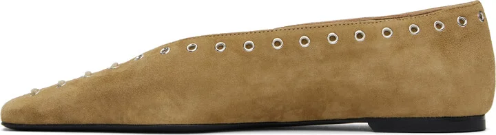 TOTEME Tan Suede Lace-Up Ballerina Flats - Image 3