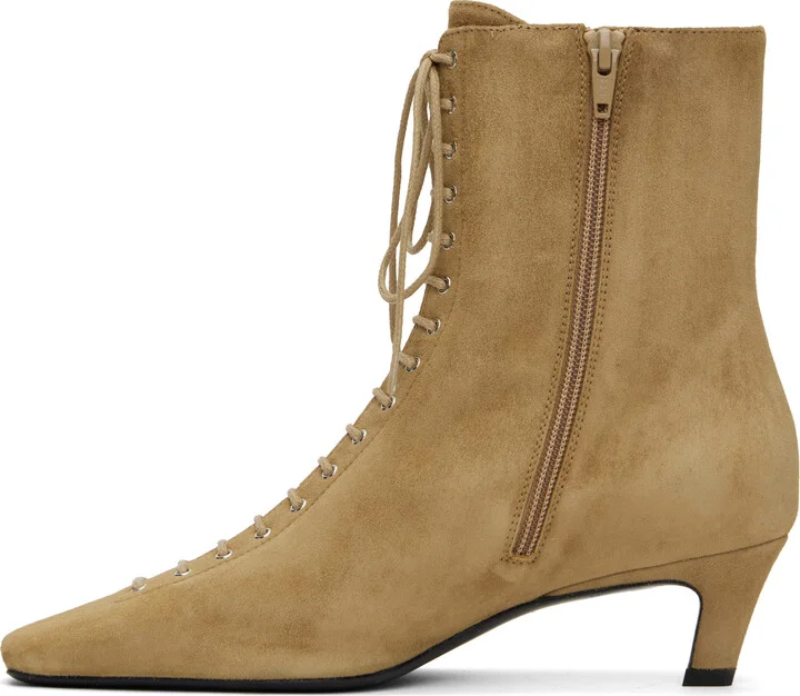 TOTEME Tan Suede Lace-Up Boots - Image 3