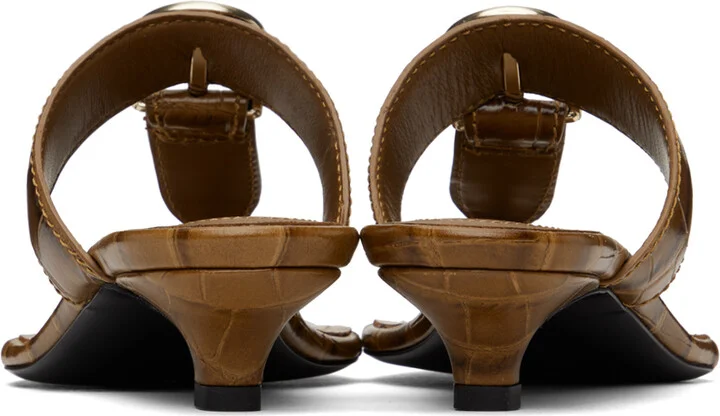 TOTEME Tan 'The Belted Croco' Heeled Sandals - Image 2