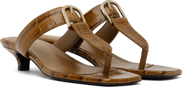 TOTEME Tan 'The Belted Croco' Heeled Sandals - Image 4