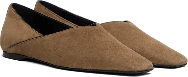 TOTEME Taupe Everyday Suede Ballerina Flats - Image 4