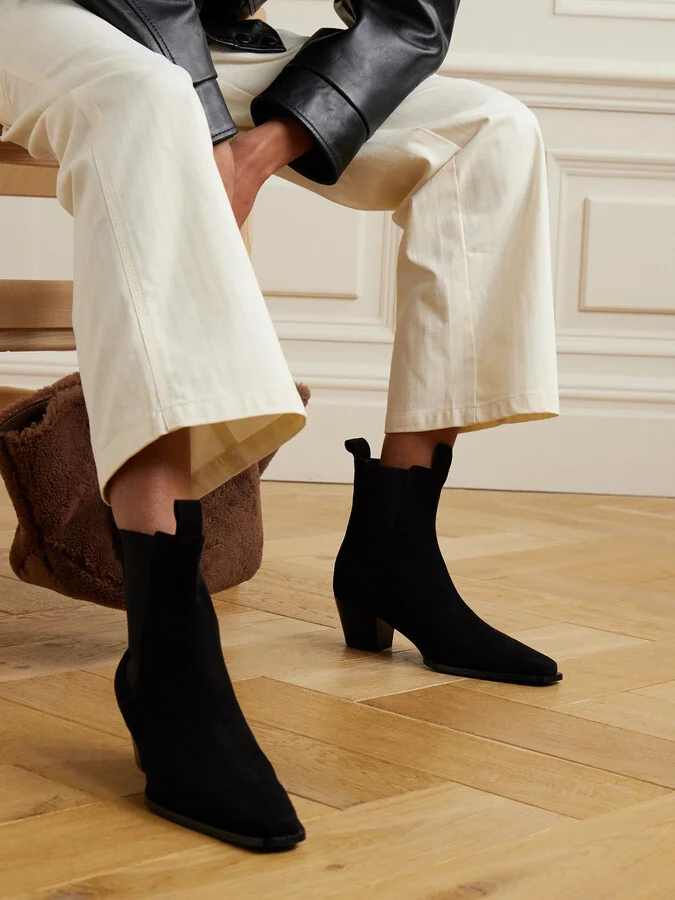 TOTEME - The City Suede Chelsea Boots - Black - Image 2