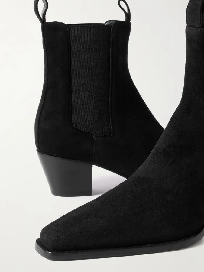 TOTEME - The City Suede Chelsea Boots - Black - Image 4