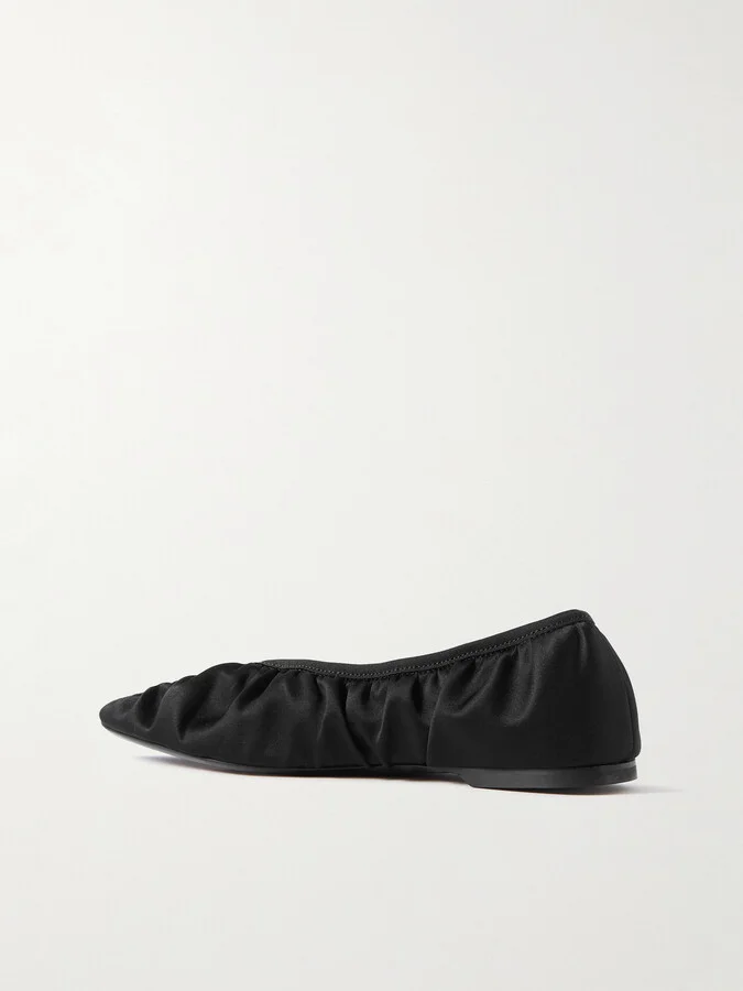 TOTEME - The Gathered Satin Ballet Flats - Black - Image 3