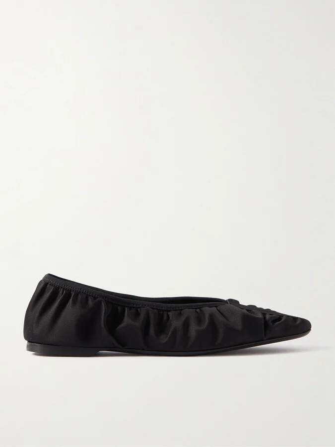 TOTEME - The Gathered Satin Ballet Flats - Black