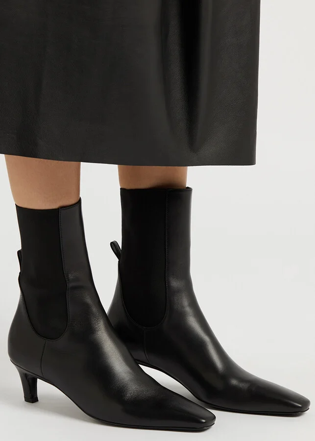 Toteme The Mid Heel Leather Ankle Boots - Image 5