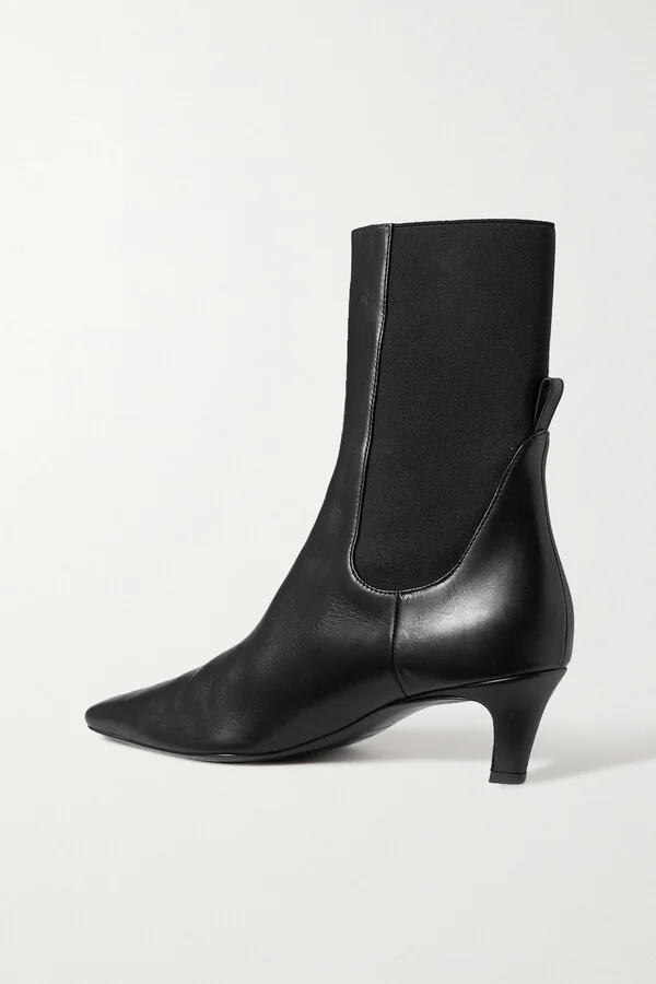 TOTEME - The Mid Heel Leather Chelsea Boots - Black - Image 3