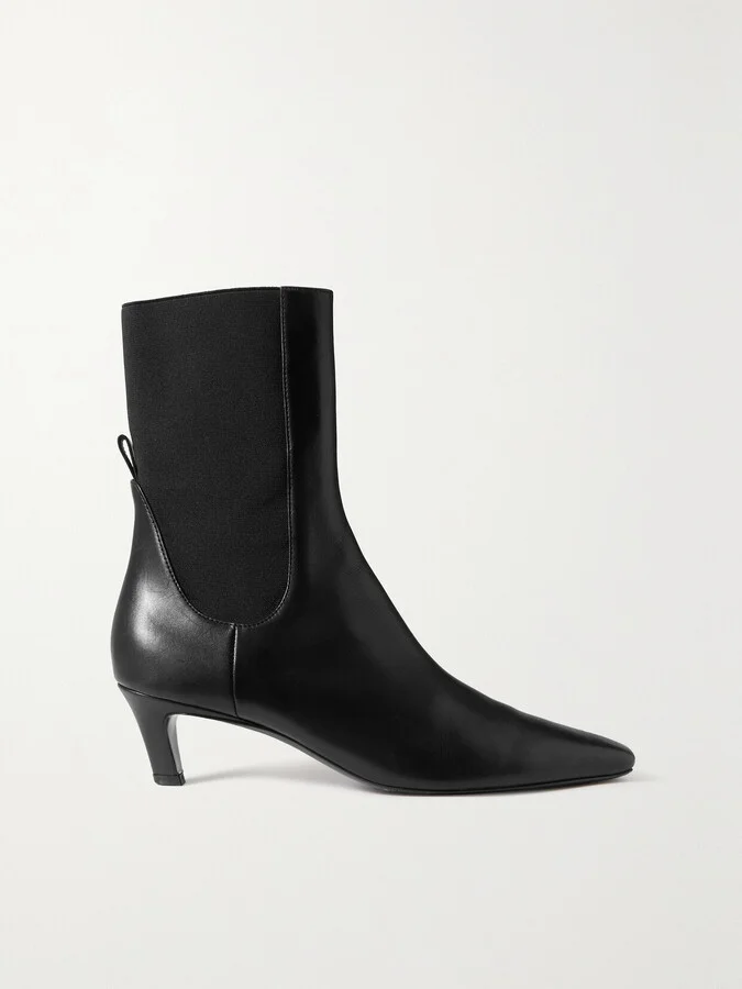 TOTEME - The Mid Heel Leather Chelsea Boots - Black