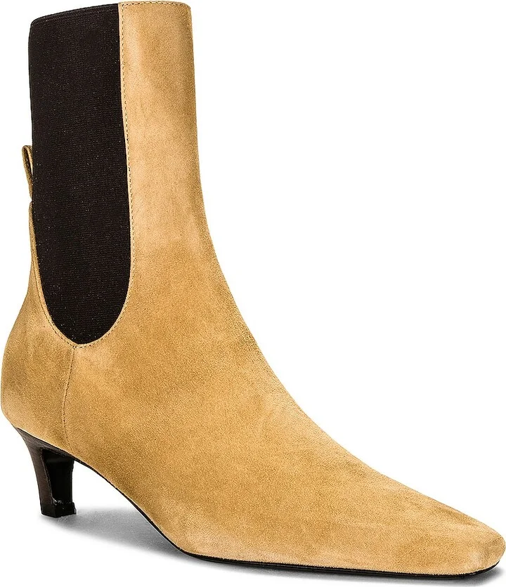 Toteme The Mid Heel Suede Boot in Beige - Image 2
