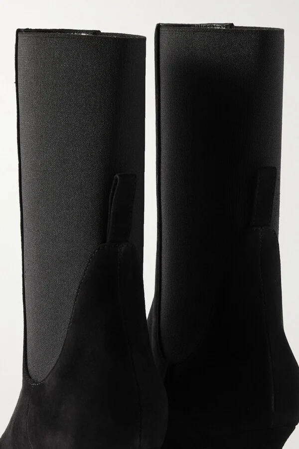 TOTEME - The Mid Heel Suede Chelsea Boots - Black - Image 4