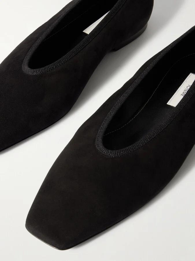 TOTEME - The Minimalist Suede Ballet Flats - Black - Image 4