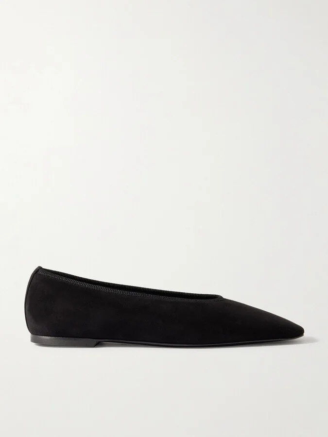 TOTEME - The Minimalist Suede Ballet Flats - Black