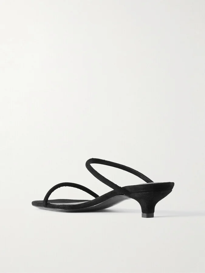 TOTEME - The Minimalist Suede Sandals - Black - Image 3