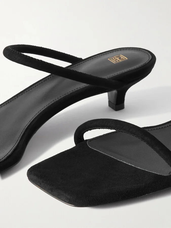 TOTEME - The Minimalist Suede Sandals - Black - Image 4