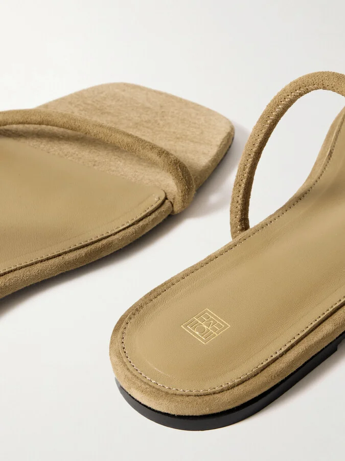 TOTEME - The Minimalist Suede Sandals - Brown - Image 4