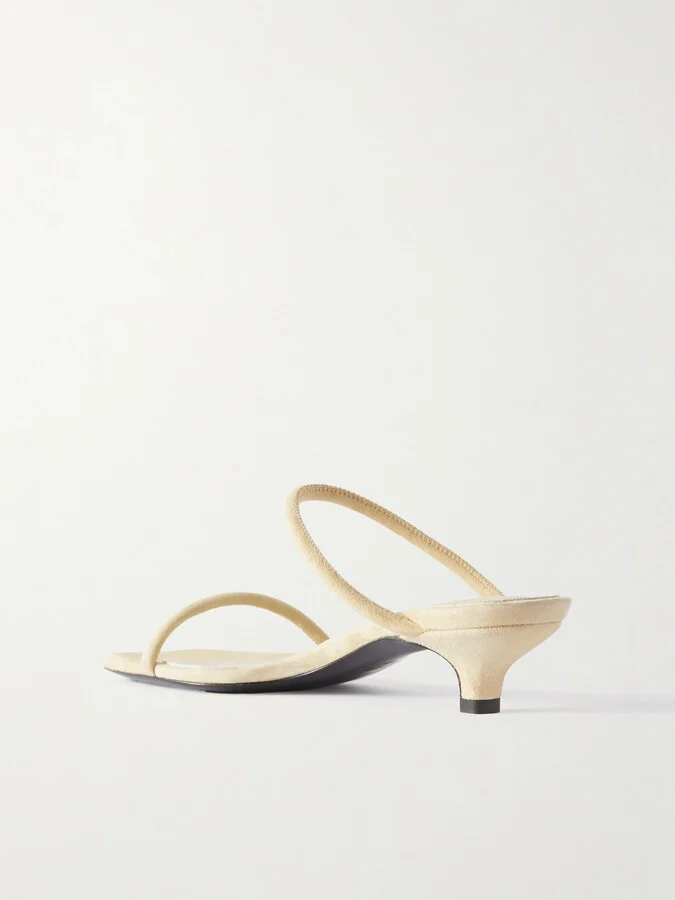 TOTEME - The Minimalist Suede Sandals - Ecru - Image 3