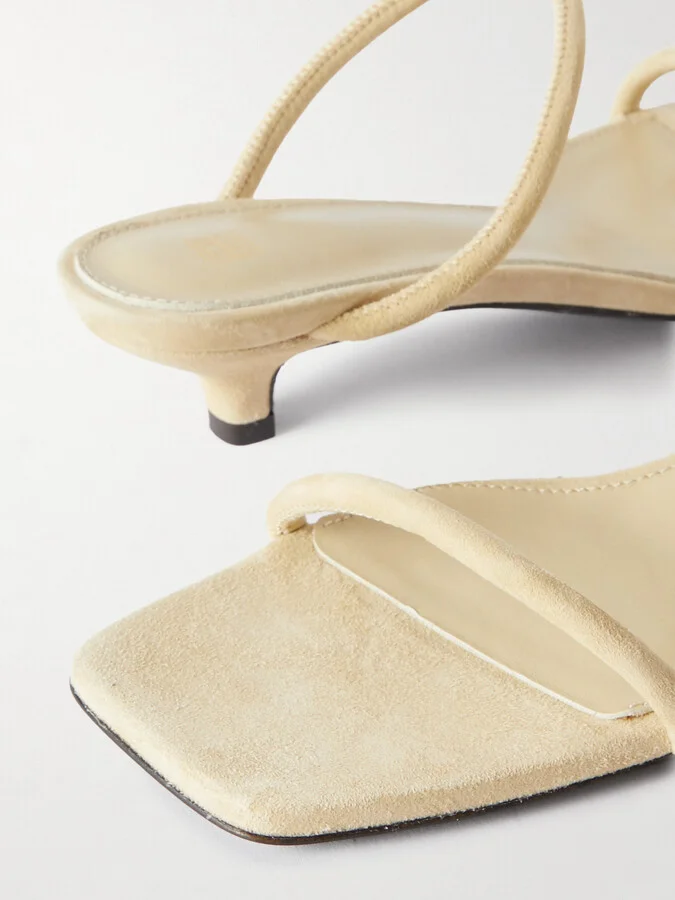 TOTEME - The Minimalist Suede Sandals - Ecru - Image 4