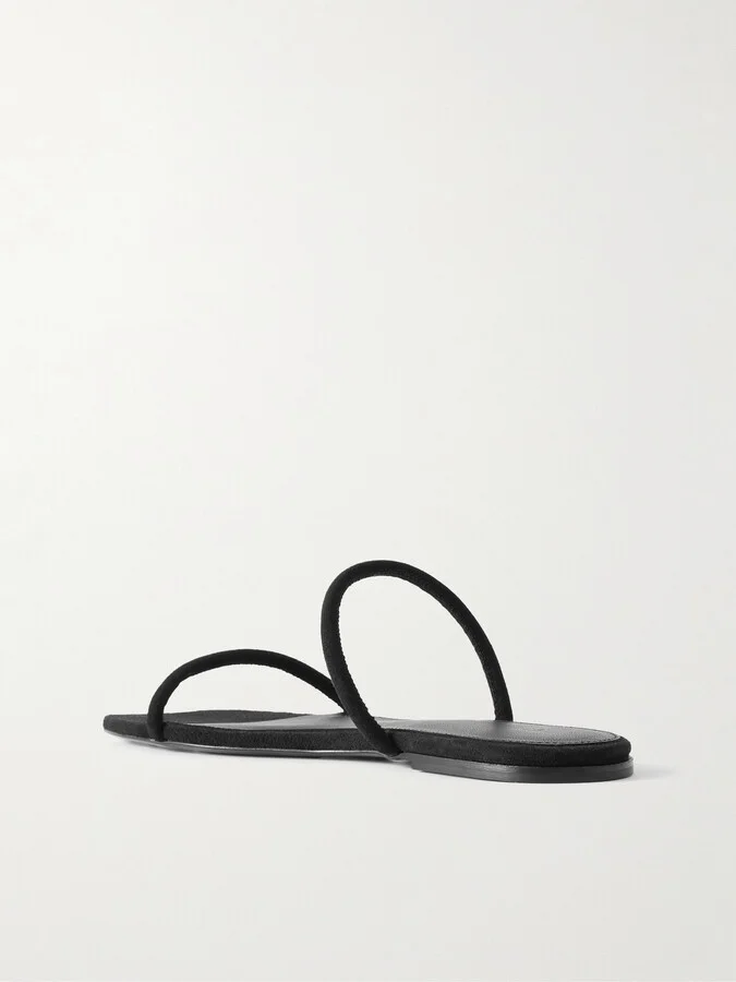 TOTEME - The Minimalist Suede Slides - Black - Image 3
