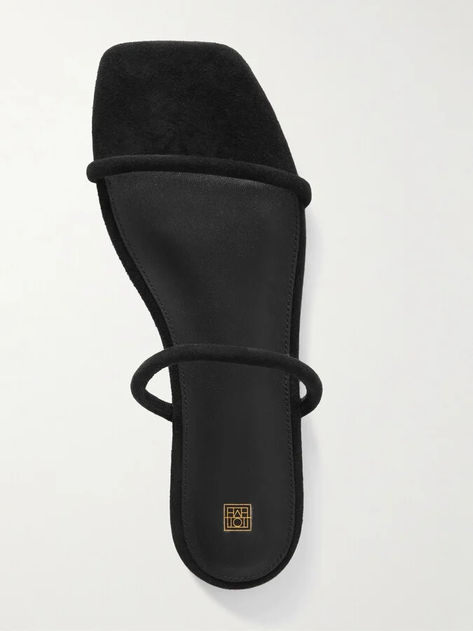TOTEME - The Minimalist Suede Slides - Black - Image 5