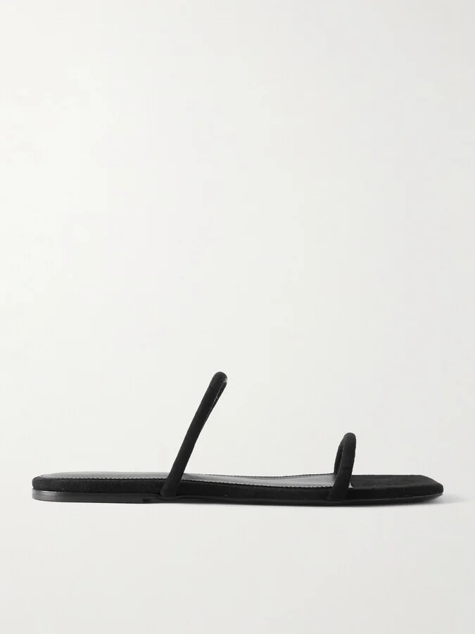 TOTEME - The Minimalist Suede Slides - Black