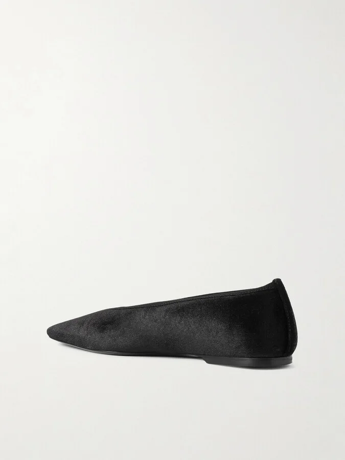 TOTEME - The Minimalist Velvet Ballet Flats - Black - Image 3